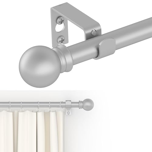 GXOACKJ Curtain Rods for windows 32-62 inch, 5/8 inch Decorative Silver Splicing Heavy Duty Metal Curtain Rod set with Brackets - Image 1