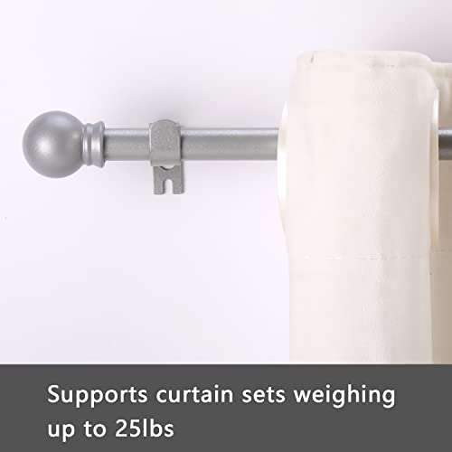 GXOACKJ Curtain Rods for windows 32-62 inch, 5/8 inch Decorative Silver Splicing Heavy Duty Metal Curtain Rod set with Brackets - Image 2