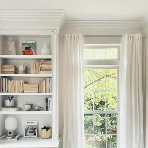 GXOACKJ Curtain Rods for windows 32-62 inch, 5/8 inch Decorative Silver Splicing Heavy Duty Metal Curtain Rod set with Brackets - Image 4