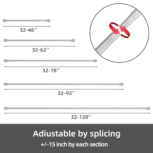 GXOACKJ Curtain Rods for windows 32-62 inch, 5/8 inch Decorative Silver Splicing Heavy Duty Metal Curtain Rod set with Brackets - Image 5