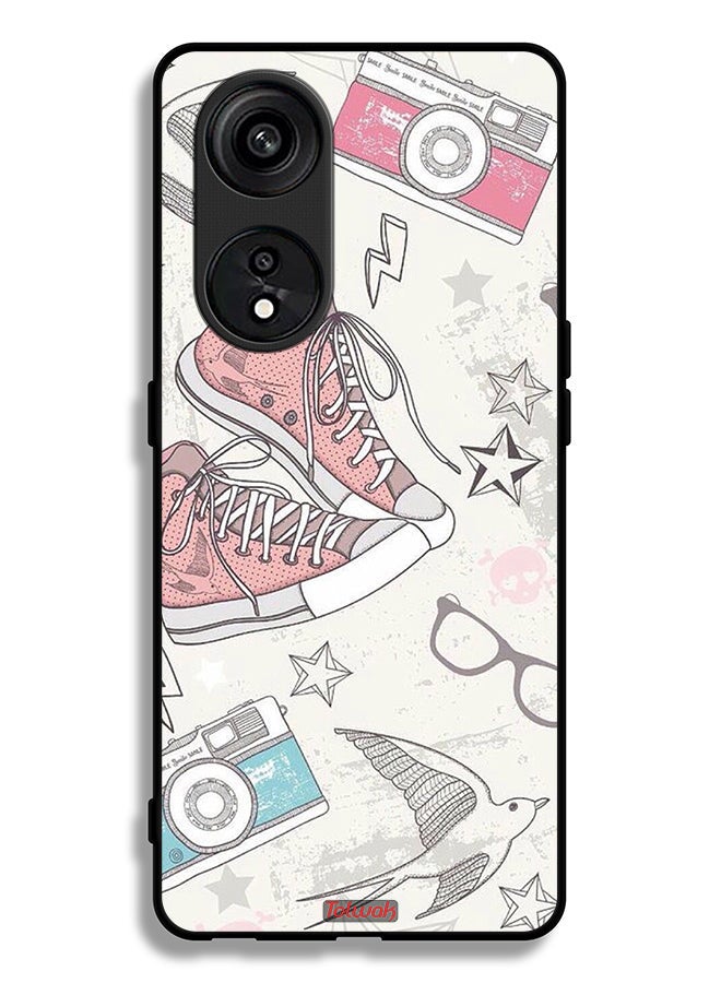 Tolwak Oppo A1 Pro Protective Case Cover Canva Shoes And Camera Art  - Image 2