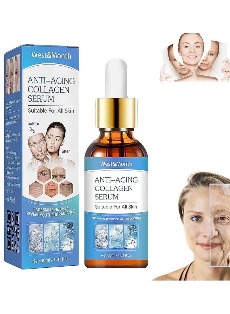 West&Month سيروم الكولاجين المضاد للشيخوخة - سيروم لشد وتجديد البشرة وإشراقة شبابية، يقلل من الخطوط الدقيقة والتجاعيد - 30 مل - Image 1