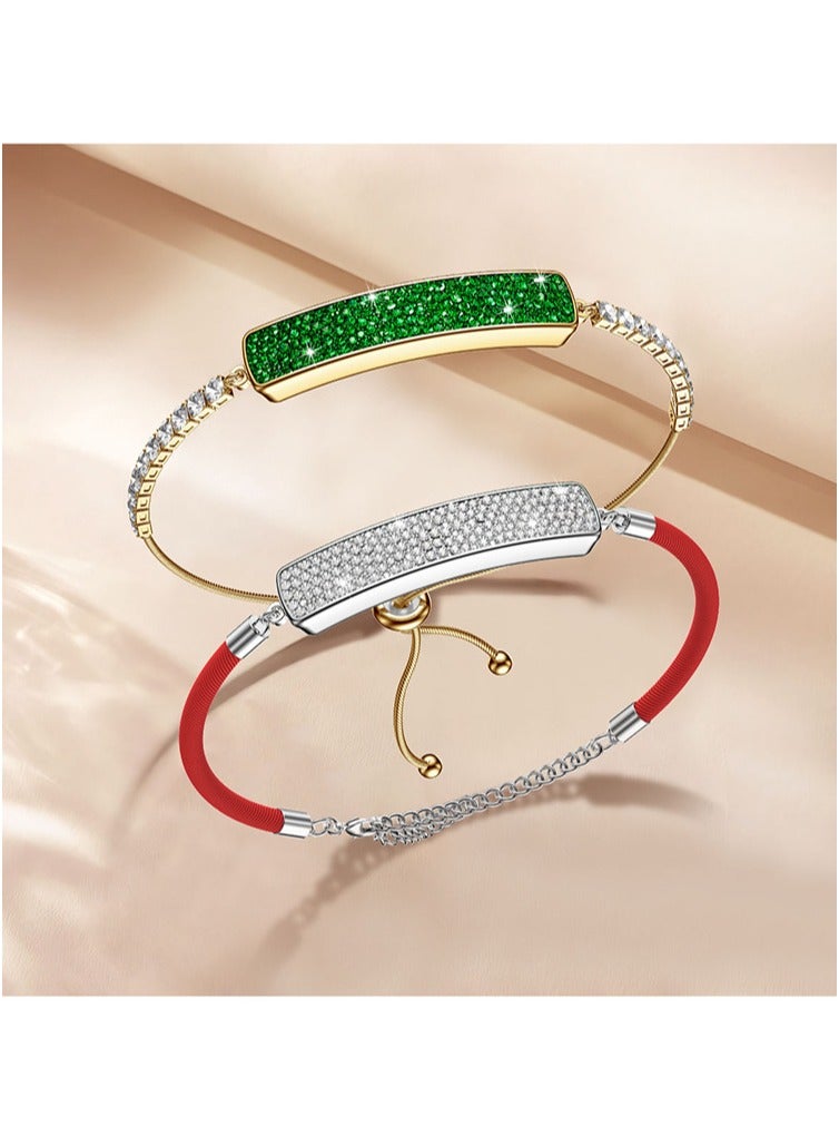 SKT Shiketro B5 Smart Bracelet, Integrates Heart Rate, Blood Oxygen, Sleep Monitoring, Photo Capture, and Pedometer Functions (silver Diamond, Red Strap) - Image 2