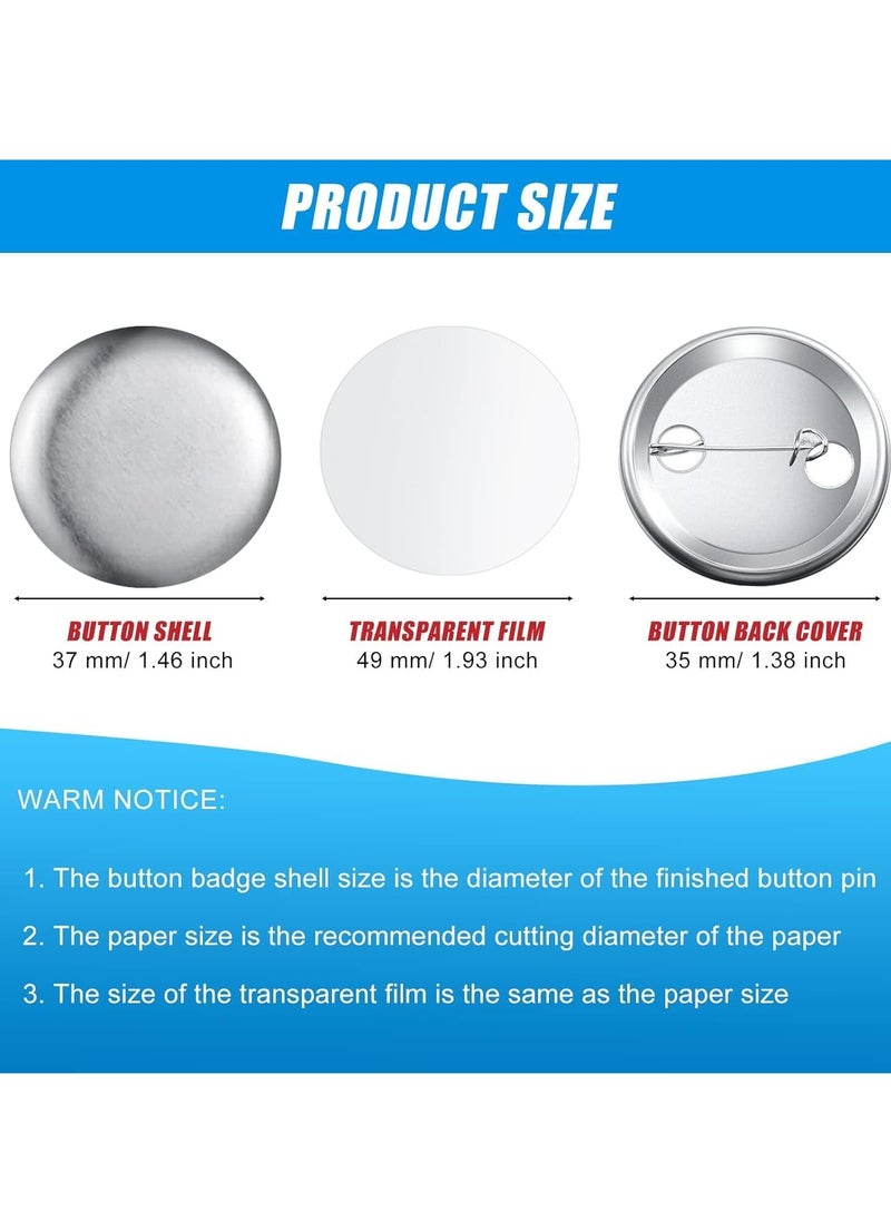 Button Badge, 300Pcs Blank Button Pin Badges Kit, Button Maker DIY Button Pins Button Pin Badge Clear Pin Back Buttons, for DIY Crafts and Children's Paper Craft Activities and More