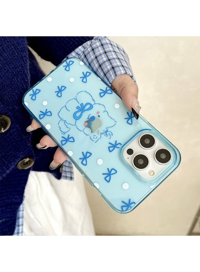NIBEMINENT Cute Line Puppy Protective TPU Case Cover For iPhone 16 Plus, Sky Blue - Image 2