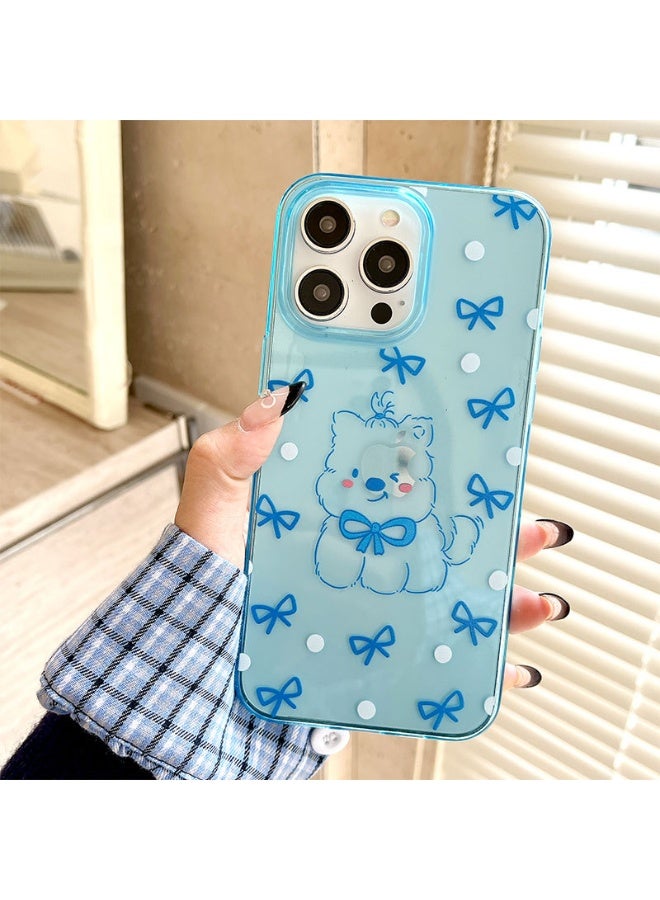 NIBEMINENT Cute Line Puppy Protective TPU Case Cover For iPhone 16 Plus, Sky Blue - Image 1