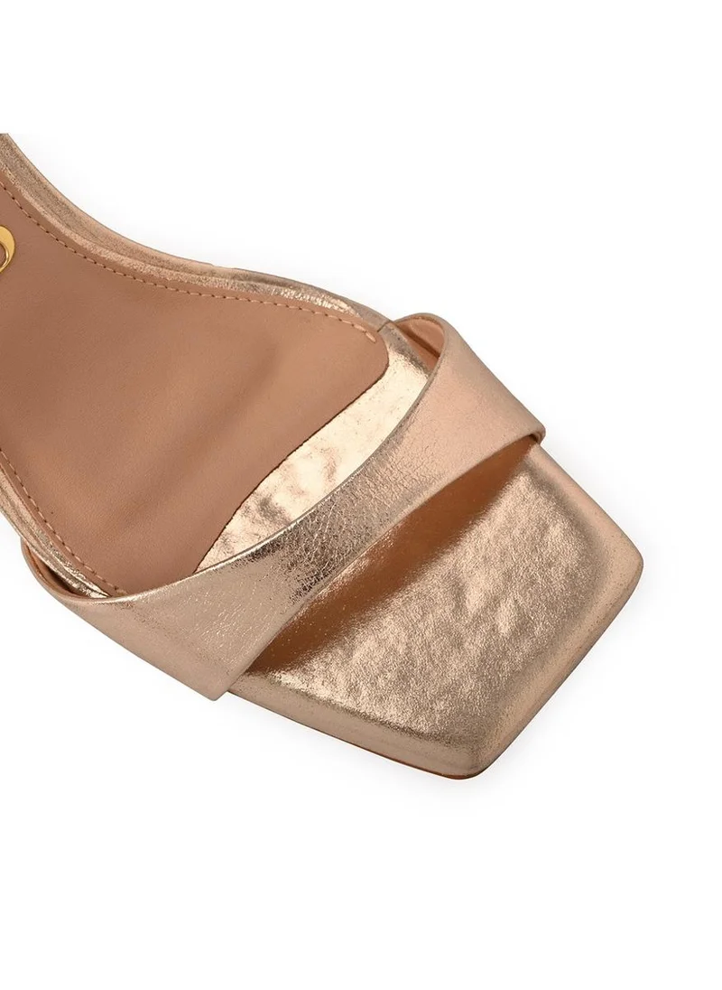 Carmen Steffens  Golden Gold Sandal with Laser Cutouts for Women | Best Price UAE