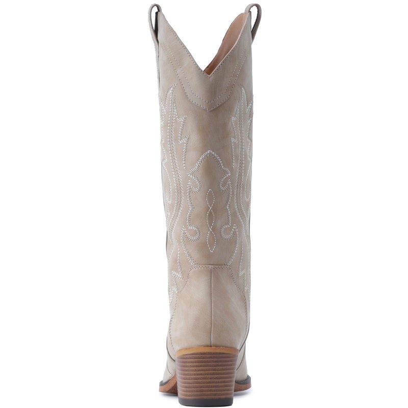 IUV Cowboy Boots For Women Western Cowgirl Boots with Chunky Heel Mid Calf Snip Toe Ideal for low insteps - Image 5