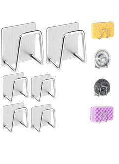 6Pcs Premium Sink Sponge Holder for Kitchen Sink Caddy Brush,SUS304 Stainless Steel Waterproof Rustproof Quick Drying Self Adhesive