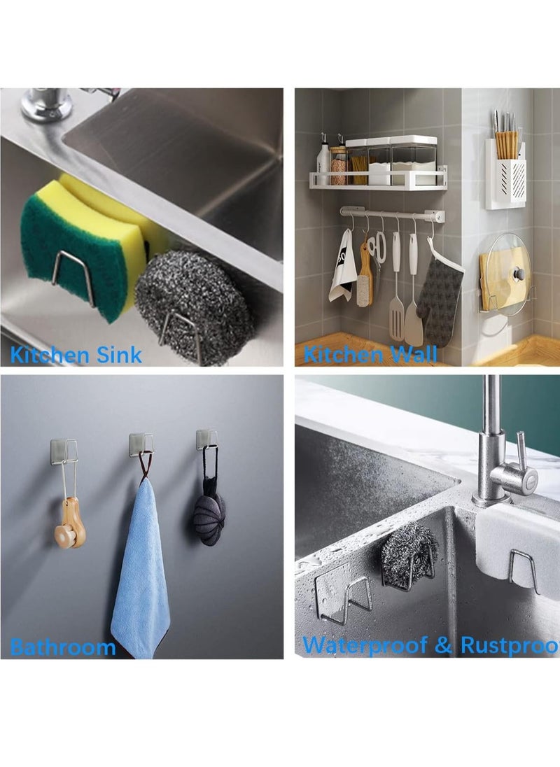 Mmmon - 6Pcs Premium Sink Sponge Holder for Kitchen Sink Caddy Brush,SUS304 Stainless Steel Waterproof Rustproof Quick Drying Self Adhesive - Image 1
