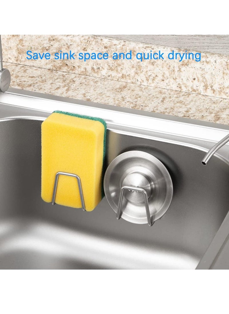 Mmmon - 6Pcs Premium Sink Sponge Holder for Kitchen Sink Caddy Brush,SUS304 Stainless Steel Waterproof Rustproof Quick Drying Self Adhesive - Image 1