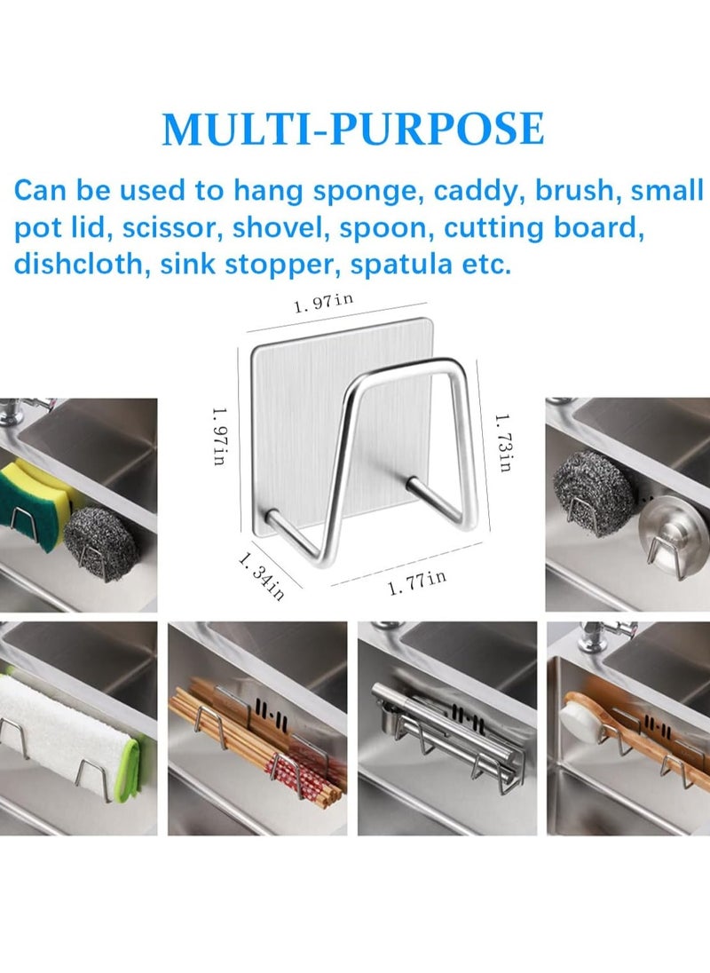 Mmmon - 6Pcs Premium Sink Sponge Holder for Kitchen Sink Caddy Brush,SUS304 Stainless Steel Waterproof Rustproof Quick Drying Self Adhesive - Image 1