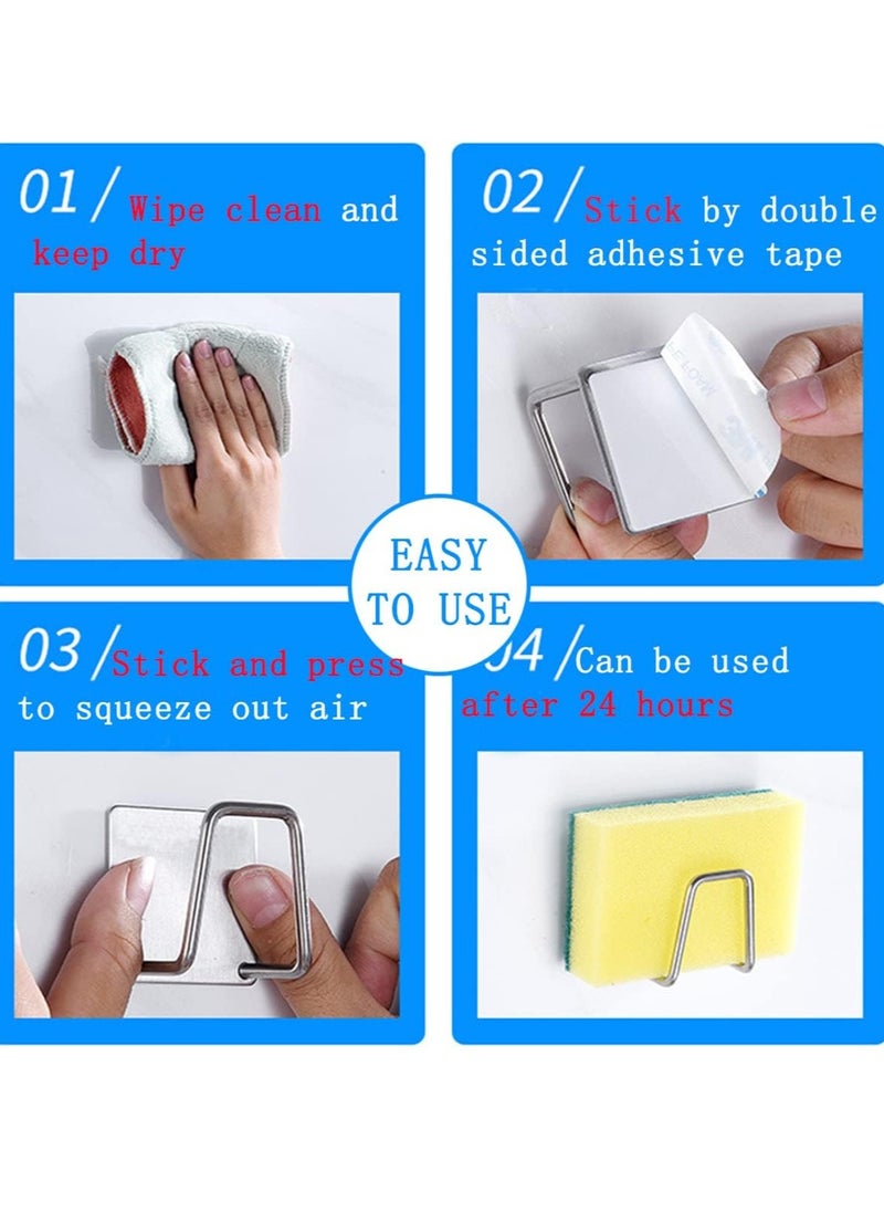 Mmmon - 6Pcs Premium Sink Sponge Holder for Kitchen Sink Caddy Brush,SUS304 Stainless Steel Waterproof Rustproof Quick Drying Self Adhesive - Image 1