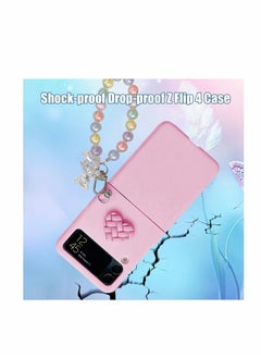 KASTWAVE Case for Samsung Z Flip 4 with Strap, Case with Wrist Strap, Fit for Hard PC Z Flip 4 Phone Case with Heart Bear Anti-Scratch Anti-Fingerprint Protective Case for Samsung Galaxy Z Flip 4 - Pink  - Image 3