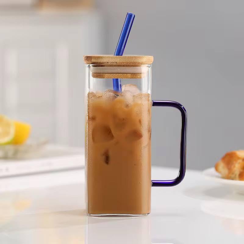 CALIST Wesco Wooden Lid Drinking Glass Sipper Straw Tumbler Mug Set of 1 Pc Beer Soda and Tea Coffee Can Fruit Juice Milk Water Cup Cocktail Smoothie Gift Glasses - Image 4