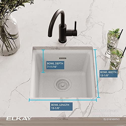 Elkay حوض بار إل كاي كواترز كلاسيك 15-3/4" × 15-3/4" × 7-11/16" بولة واحدة مزدوجة التركيب أبيض - Image 4