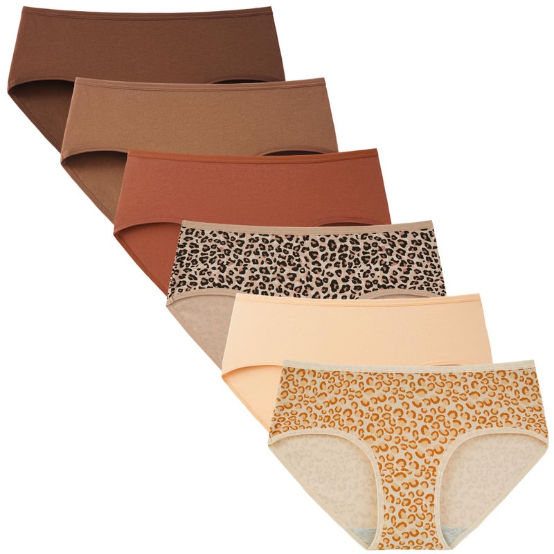 INNERSY Womens Underwear Cotton Hipster Panties Regular & Plus Size 6-Pack(Leopard Print, Small) - Image 1