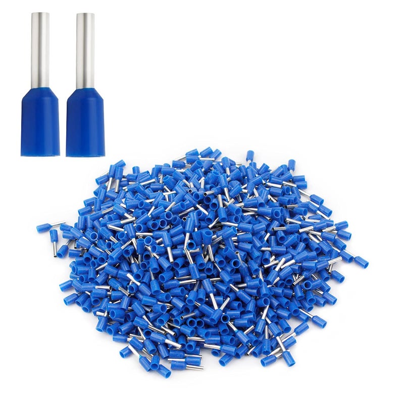 XHF 1000 PCS AWG 14/2.5mmÂ² Wire Ferrules Insulated Copper Crimp Connectors, Crimp Pin Cord End Terminals Blue