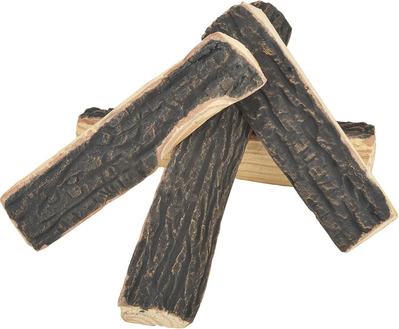 Skyflame 4pcs Fireplace Ceramic Wood Logs Gas Heat Resistant Realistic Artificial Stackable Decoration Logs, All Types Indoor or Outdoor Fireplace and Fire Pit, Clean Burning Accessories - Image 1