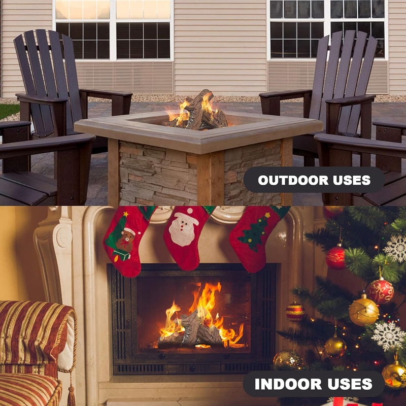 Skyflame 4pcs Fireplace Ceramic Wood Logs Gas Heat Resistant Realistic Artificial Stackable Decoration Logs, All Types Indoor or Outdoor Fireplace and Fire Pit, Clean Burning Accessories - Image 5