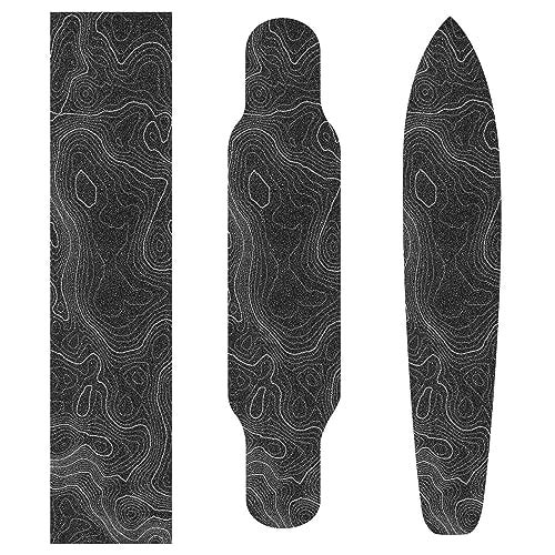 aportt Topographic Map Black Grip Tape With White Lines Contour Geographic Skateboard 33x9 Inch Non-Slip Sandpaper for Longboard Roller Board Stair Treads - Image 3