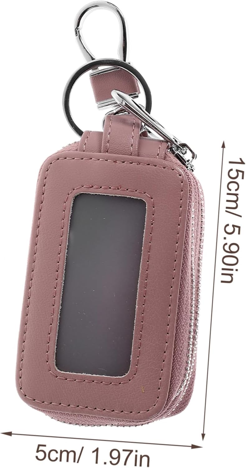 1pc Real Cattlehide Car Key Bag Zipper Compact Waist Hanging Key Pouch for Secure Storage and Breathable Design Random - Image 1