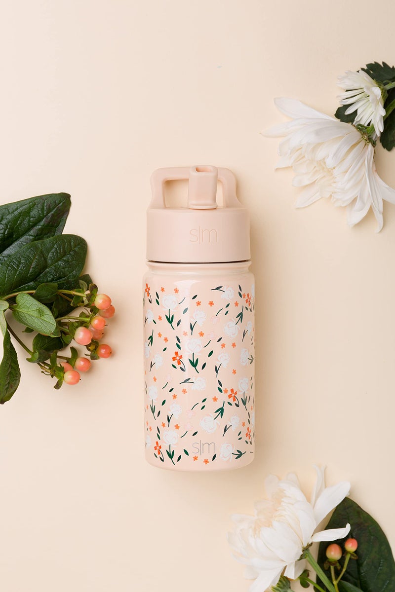 Simple Modern Kids Summit Water Bottle with Straw Lid | 14oz Stainless Steel Cup Insulated Tumbler for Toddlers, School | Chloe Floral - Image 2
