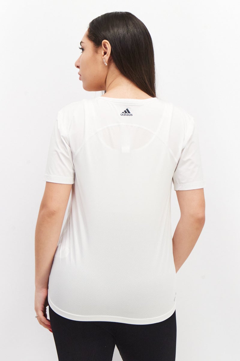Adidas تي شيرتات جري قصيرة الأكمام للنساء، بيضاء - Image 3