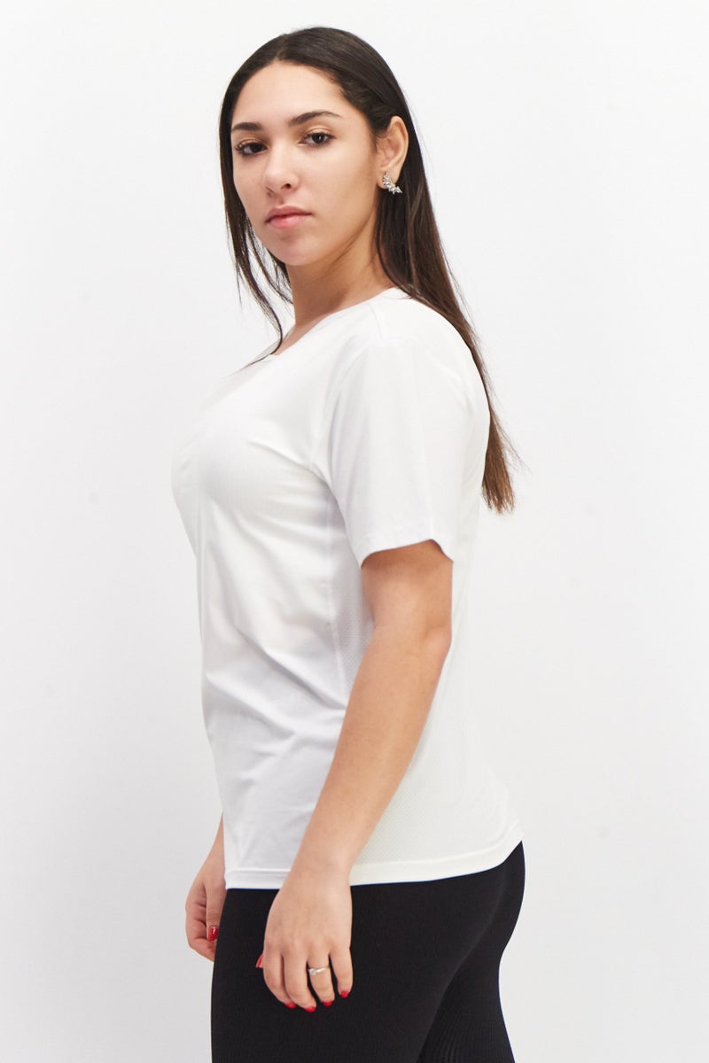 Adidas تي شيرتات جري قصيرة الأكمام للنساء، بيضاء - Image 4