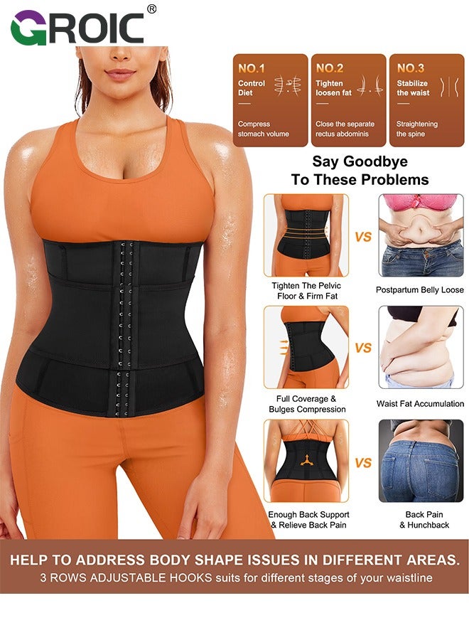 GROIC Sweat Band Waist Trainer, Sweat Steam Waist Belt, Sweat Belt for Weight Loss, Stomach Wraps, Waist Trimmer with Pocket, Sauna Suit Slimming Waist Belly Belt Band, Sports Gym Home Waist Trainer, XL - Image 2