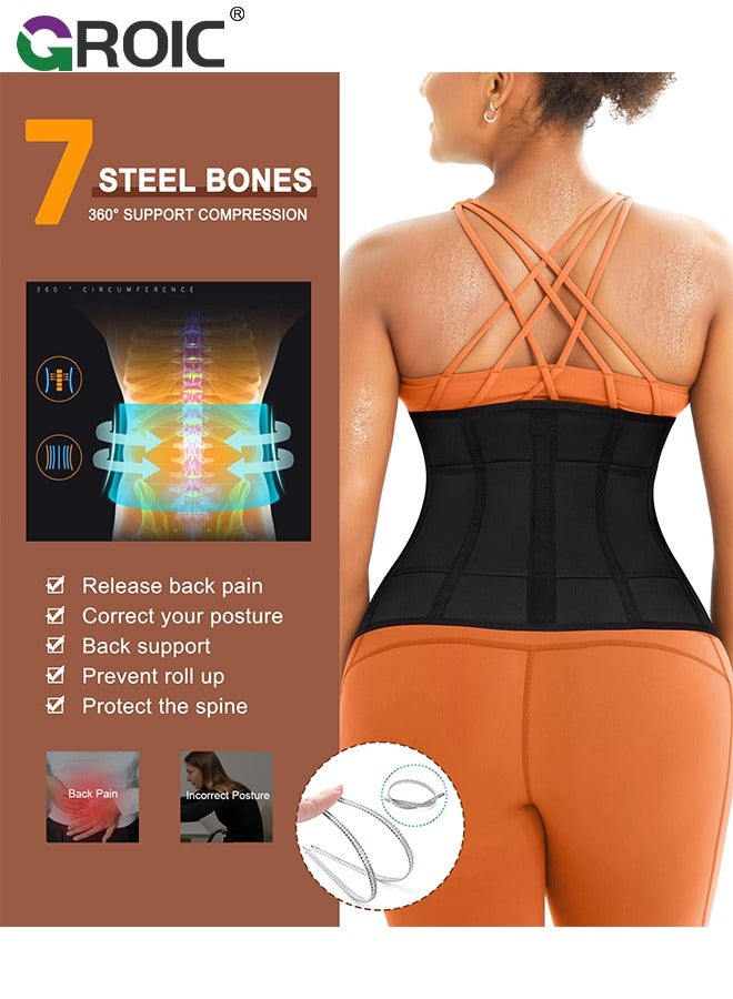 GROIC Sweat Band Waist Trainer, Sweat Steam Waist Belt, Sweat Belt for Weight Loss, Stomach Wraps, Waist Trimmer with Pocket, Sauna Suit Slimming Waist Belly Belt Band, Sports Gym Home Waist Trainer, XL - Image 4
