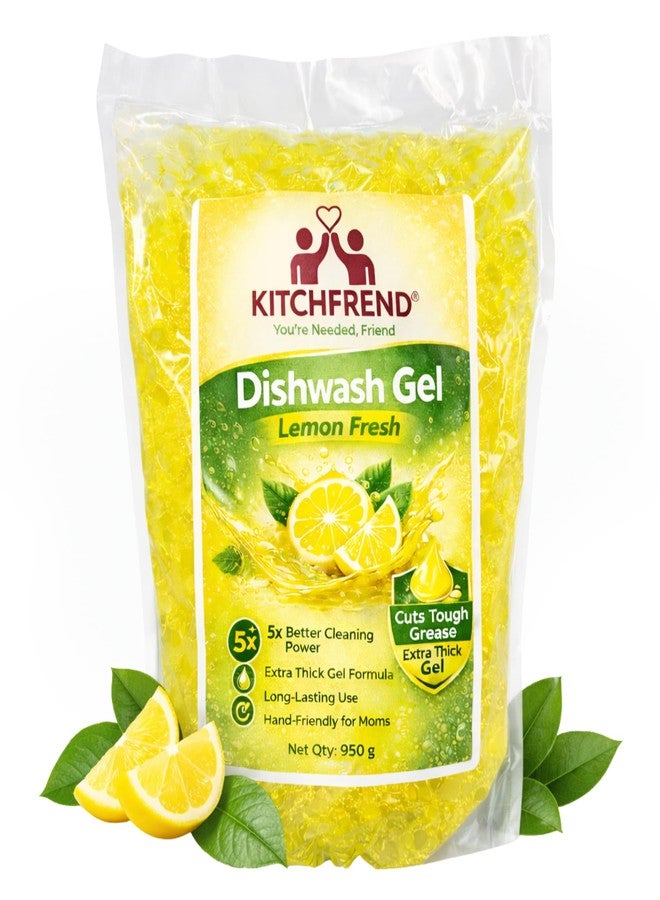 KITCHFREND® Dishwash Gel Lemon Fresh 950g | Extra Thick Dishwashing Gel | Long Lasting Use | Tough on Grease | Hand Friendly Dish Wash Gel Refill Pouch - Image 1
