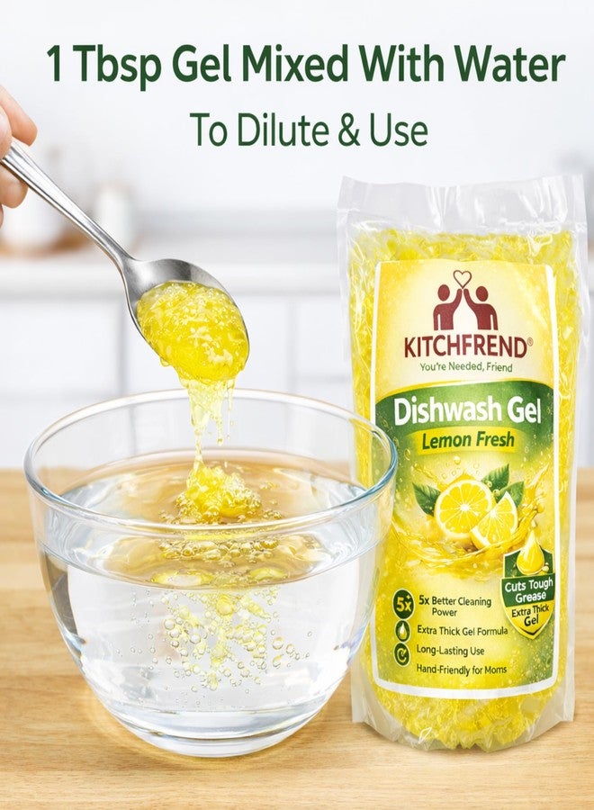 KITCHFREND® Dishwash Gel Lemon Fresh 950g | Extra Thick Dishwashing Gel | Long Lasting Use | Tough on Grease | Hand Friendly Dish Wash Gel Refill Pouch - Image 4