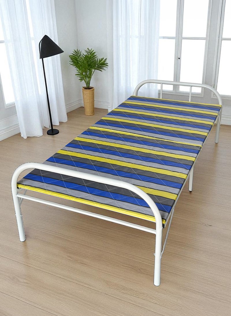 RENOVO Folding Bed Single Size 190*90cm Striped Mesh Foldable Metal Frame Bed Wood Platform for Guest and Children Capacity 200 Kg  - Image 2