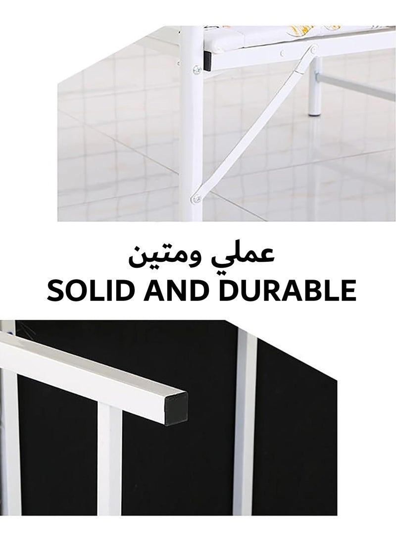 RENOVO Folding Bed Single Size 190*90cm Striped Mesh Foldable Metal Frame Bed Wood Platform for Guest and Children Capacity 200 Kg  - Image 4