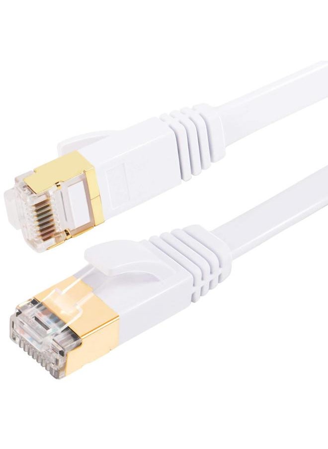 Generic Category 7 Flat Cable Cat7 10gbps Oxygen-free Copper Shielded Finished Connection Wide Band Jumper Cable-Color:White-Line Length:20 M  - Image 3