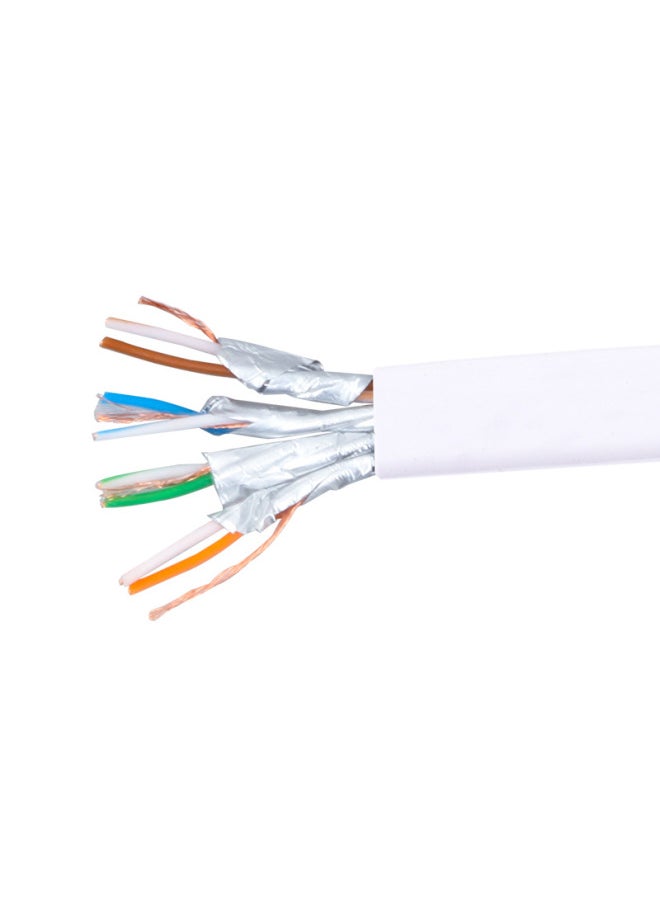 Generic Category 7 Flat Cable Cat7 10gbps Oxygen-free Copper Shielded Finished Connection Wide Band Jumper Cable-Color:White-Line Length:20 M  - Image 2