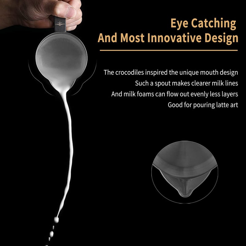 MHW-3BOMBER Espresso Steaming Pitcher Milk Frothing Pitcher Stainless Steel Milk Coffee Cappuccino Latte Art Barista Cup 16.9oz/500ml (Matte Black) P5032B-OS - Image 2