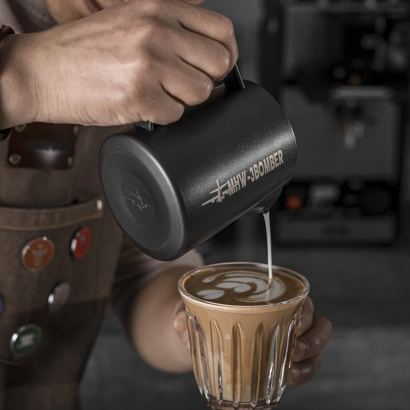 MHW-3BOMBER Espresso Steaming Pitcher Milk Frothing Pitcher Stainless Steel Milk Coffee Cappuccino Latte Art Barista Cup 16.9oz/500ml (Matte Black) P5032B-OS - Image 4