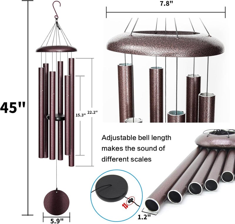 FDOCOI 45'' Large Wind Chimes for Outside with Deep Tone, Wind Chimes Outdoor Garden & Patio Hanging Décor, Sympathy Gifts. Bronze - Image 3