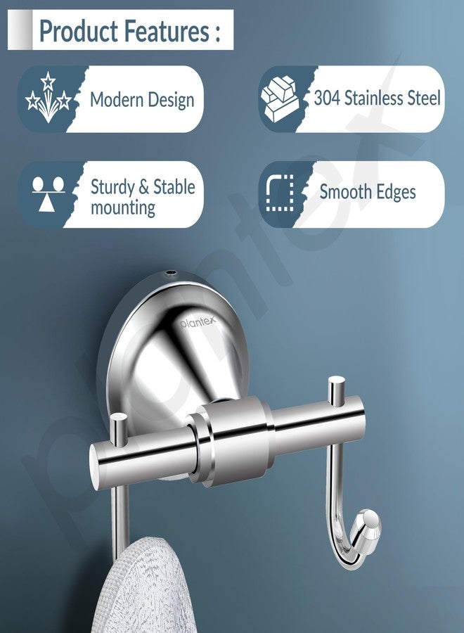 Plantex 304 Grade Stainless Steel Robe Hook/Cloth Hanger/Robe Hooks for Bathroom/Wall Hanging/Bathroom Accessories - Chrome (Niko) - Image 2
