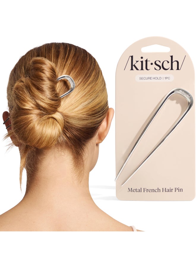 Kitsch Metal French Hair Pin for Women Elegant Hair Accessories Ideal for Buns French Twist Designed for a Secure Comfortable Fit Ideal Gifts for Women Silver - Image 2