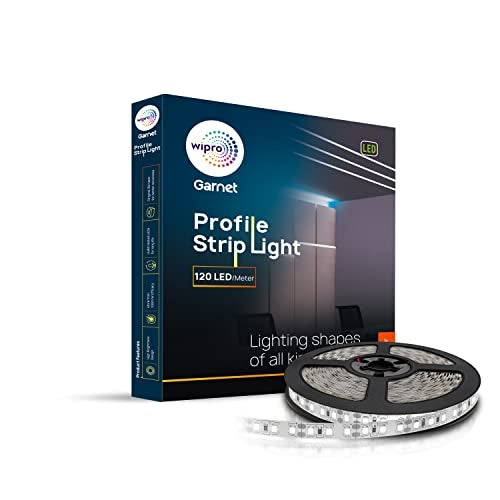 wipro Plastic Garnet 10W LED Profile Strip for Home Decoration|Neutral White,4000K|120 LEDs/Mtr|5 Meter LED Profile Strip Light for Ceiling,Wall Decoration|Pack of 1(Driver Required Separately) - Image 1