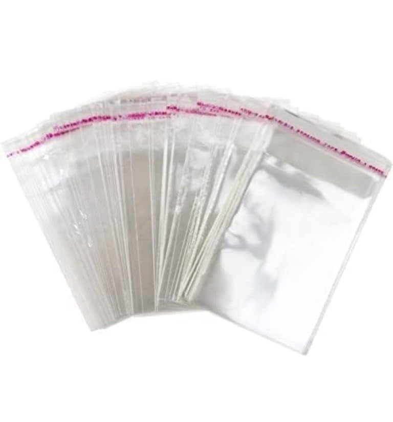 AASHIRWAD Aashirwad 14x17 Size Transparent Polythene 200 Bags for Saree Packing Clothes Large Size Saree appreal Polybag Clear Cover Sealable Shirt Pant Storage Self Adhesive BOPP Pouches with 2 Inch Base - Image 1