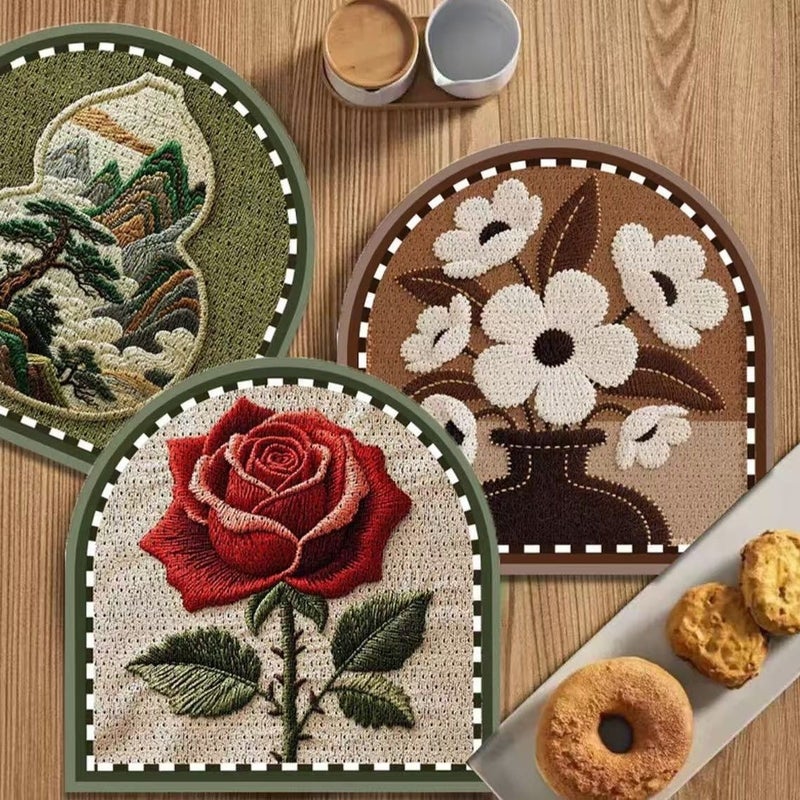 European Retro Diatomite Placemats - Set of 6, Heat Resistant, Absorbent - Image 4