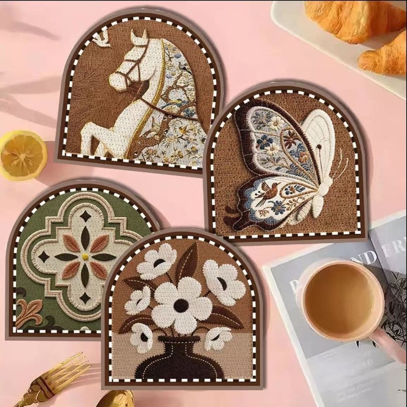 European Retro Diatomite Placemats - Set of 6, Heat Resistant, Absorbent - Image 3
