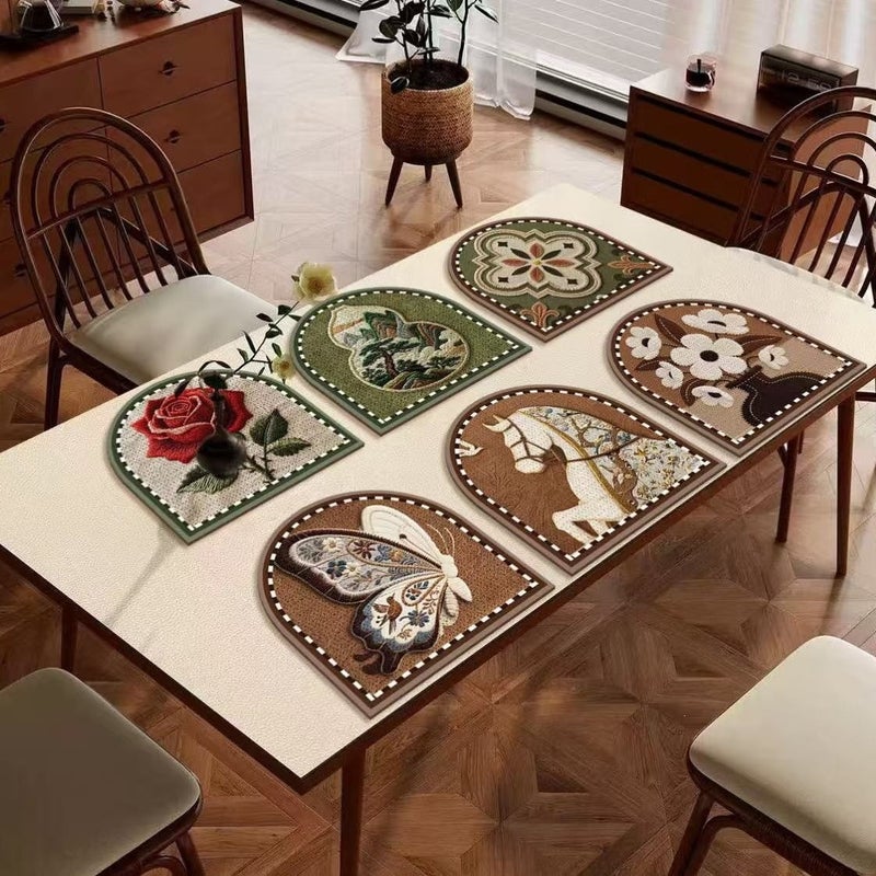 European Retro Diatomite Placemats - Set of 6, Heat Resistant, Absorbent - Image 2