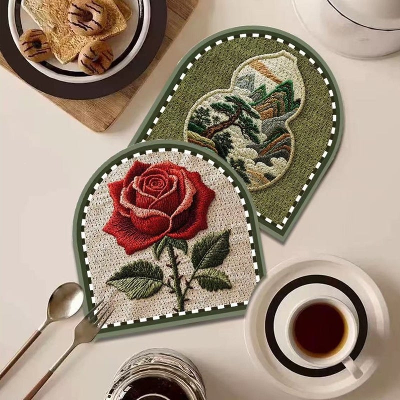European Retro Diatomite Placemats - Set of 6, Heat Resistant, Absorbent - Image 1