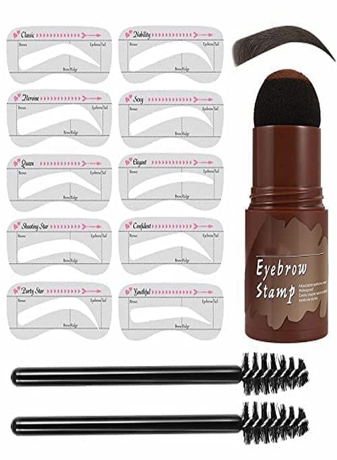 VATTU Eyebrow Stamp Shaping Kit- Eyebrow Powder Stamp Makeup with 10 Reusable Eyebrow Stencils hicker and Fuller Brows Eyebrow Pen Brushes,Waterproof Long Lasting Buildable Eyebrow Makeup - Image 1