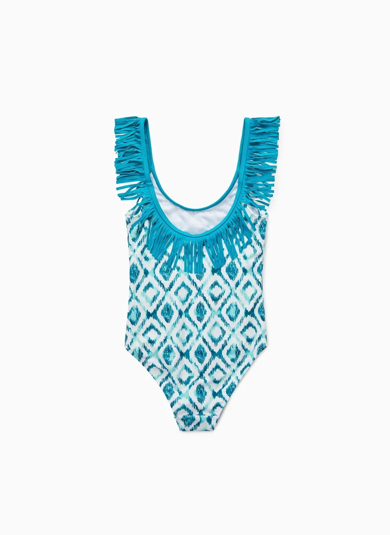 Zippy Swimsuit with Fringes UPF 60 for Girls 'You&Me', Turquoise